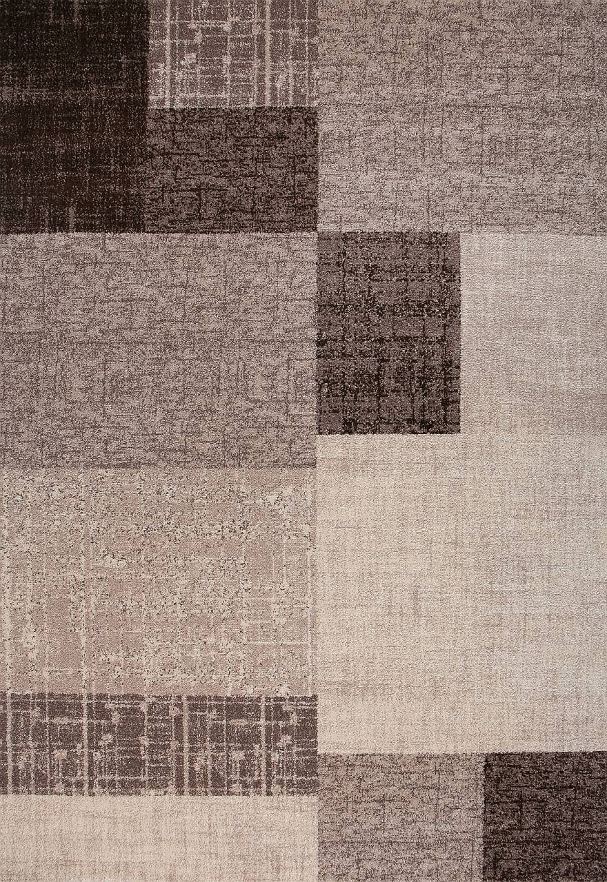 Living room rug, short pile, beige-brown, designer rug, modern tile look, checkered, easy care - VIMODA