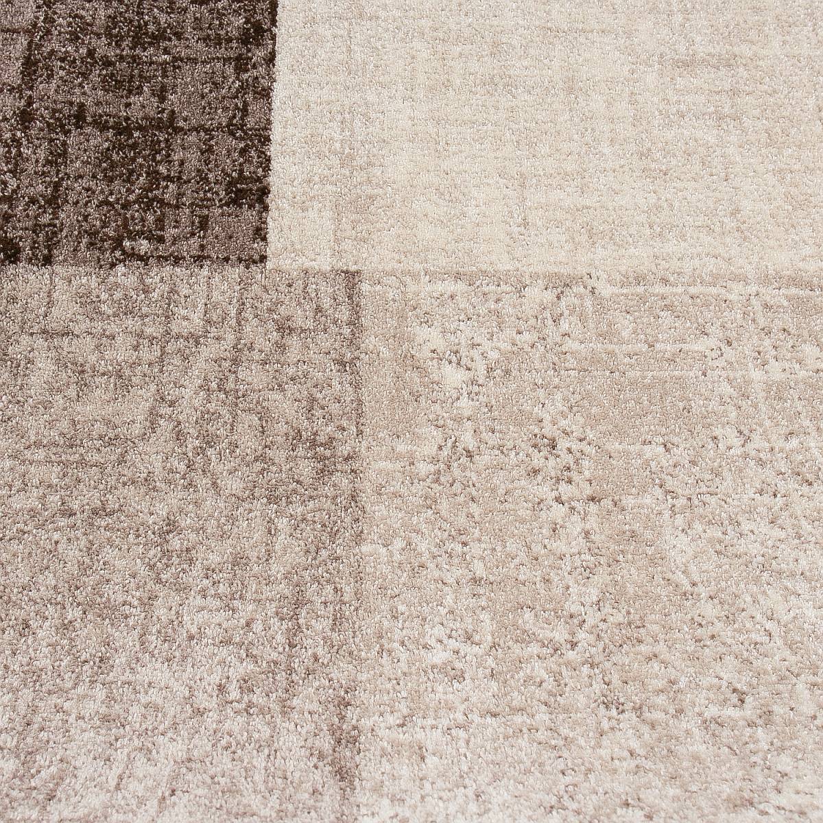 Living room rug, short pile, beige-brown, designer rug, modern tile look, checkered, easy care - VIMODA-2