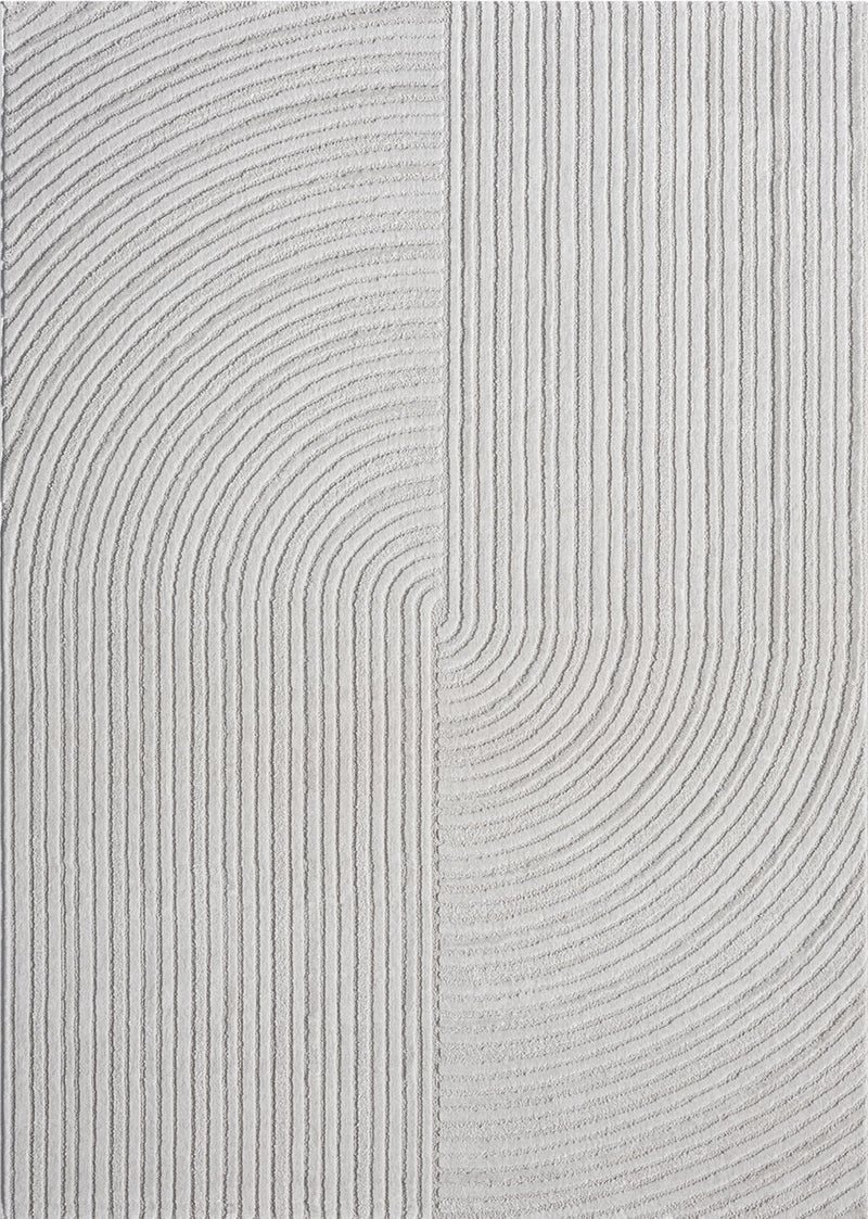 Modern short-pile rug, boho style, for living room or bedroom, thin with 3D high-low effect, easy to care for-zoom-