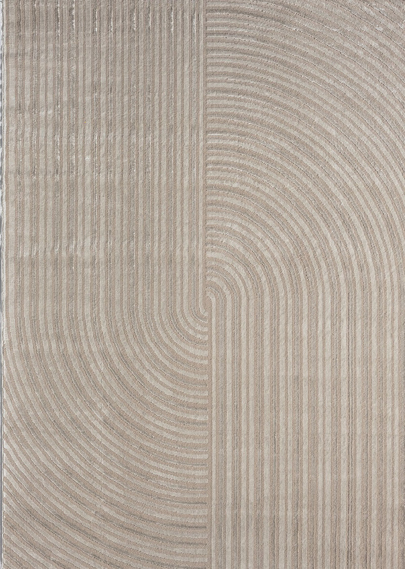 Modern short-pile rug, boho style, for living room or bedroom, thin with 3D high-low effect, easy to care for-zoom-