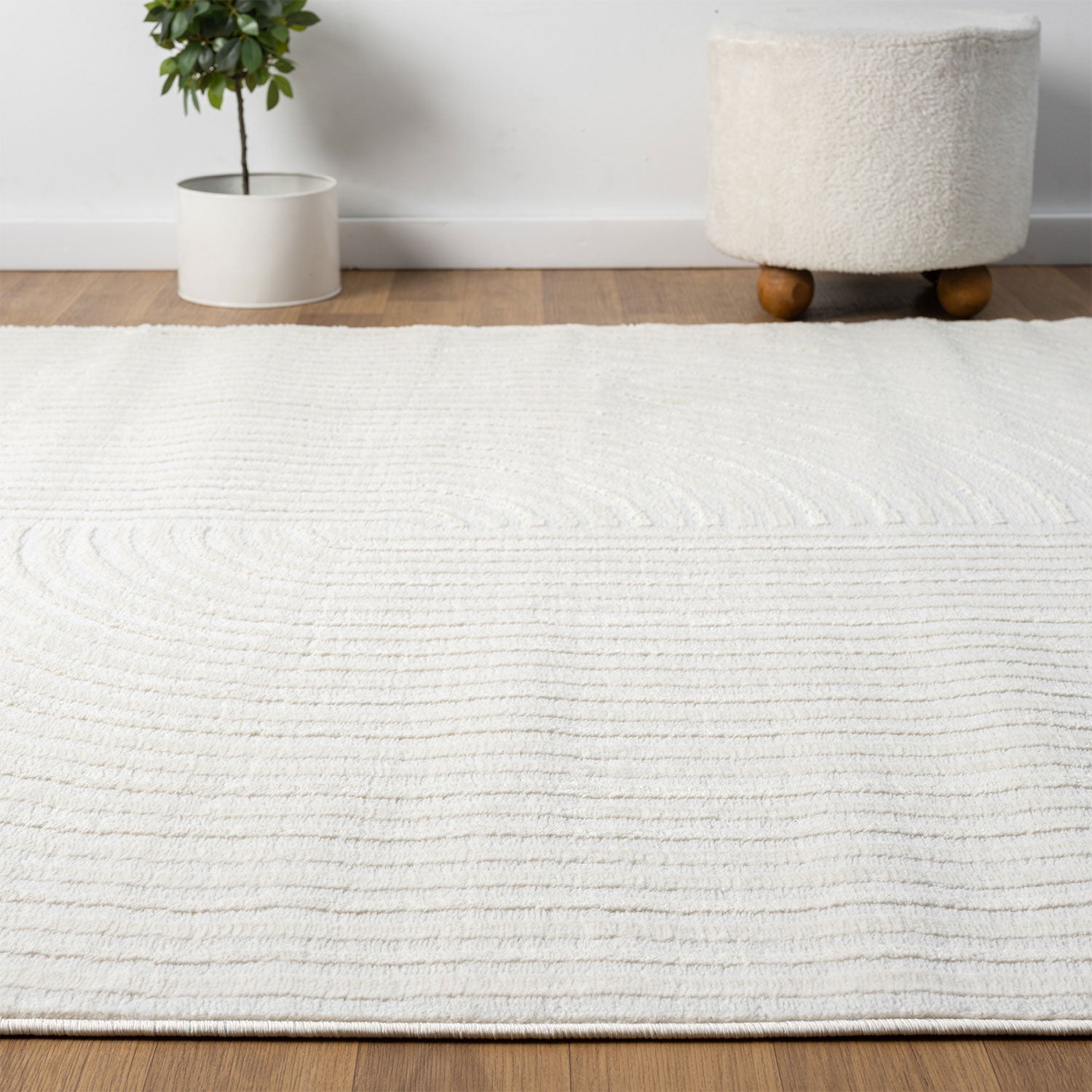 Modern short-pile rug, boho style, for living room or bedroom, thin with 3D high-low effect, easy to care for-6