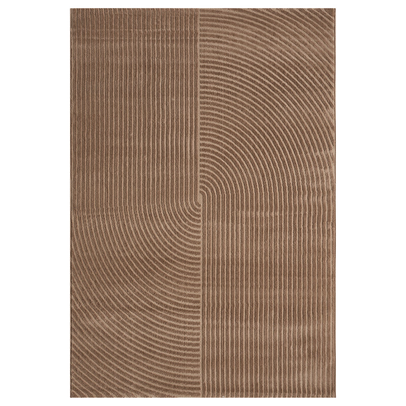Modern short-pile rug, boho style, for living room or bedroom, thin with 3D high-low effect, easy to care for-zoom-