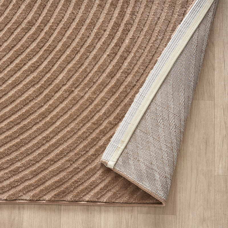 Modern short-pile rug, boho style, for living room or bedroom, thin with 3D high-low effect, easy to care for-zoom-