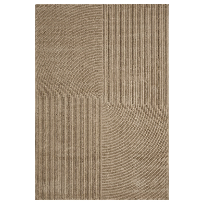 Modern short-pile rug, boho style, for living room or bedroom, thin with 3D high-low effect, easy to care for-zoom-