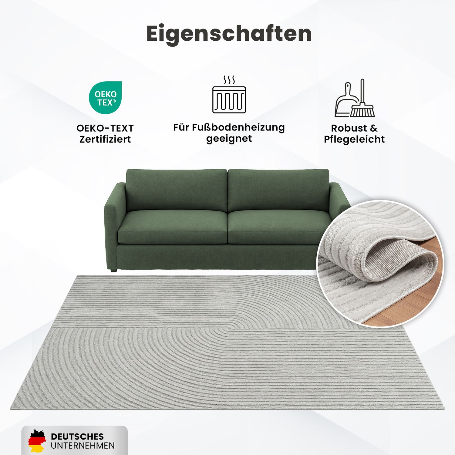 Modern short-pile rug for living room, bedroom, boho look, rainbow, Scandinavian-zoom-17