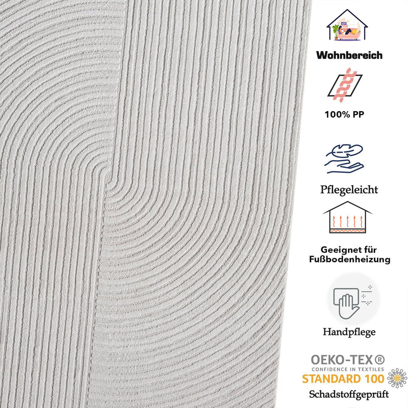 Modern short-pile rug for living room, bedroom, boho look, rainbow, Scandinavian-zoom-