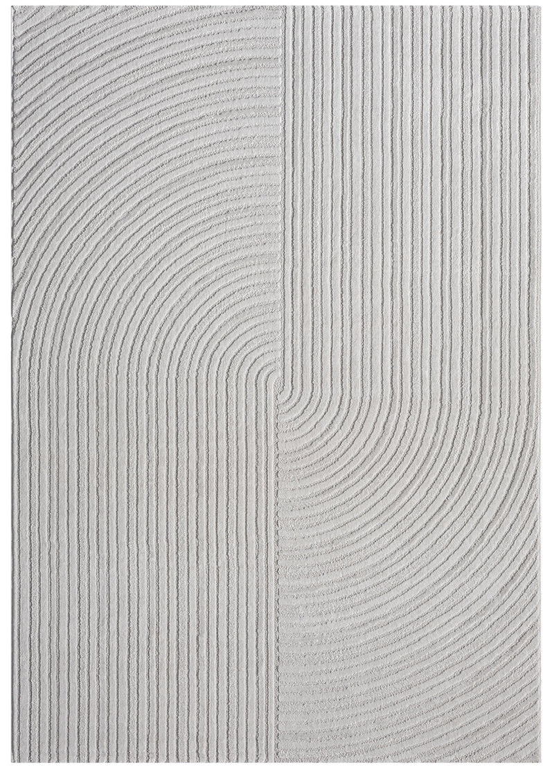 Modern short-pile rug, boho style, for living room or bedroom, thin with 3D high-low effect, easy to care for-zoom-
