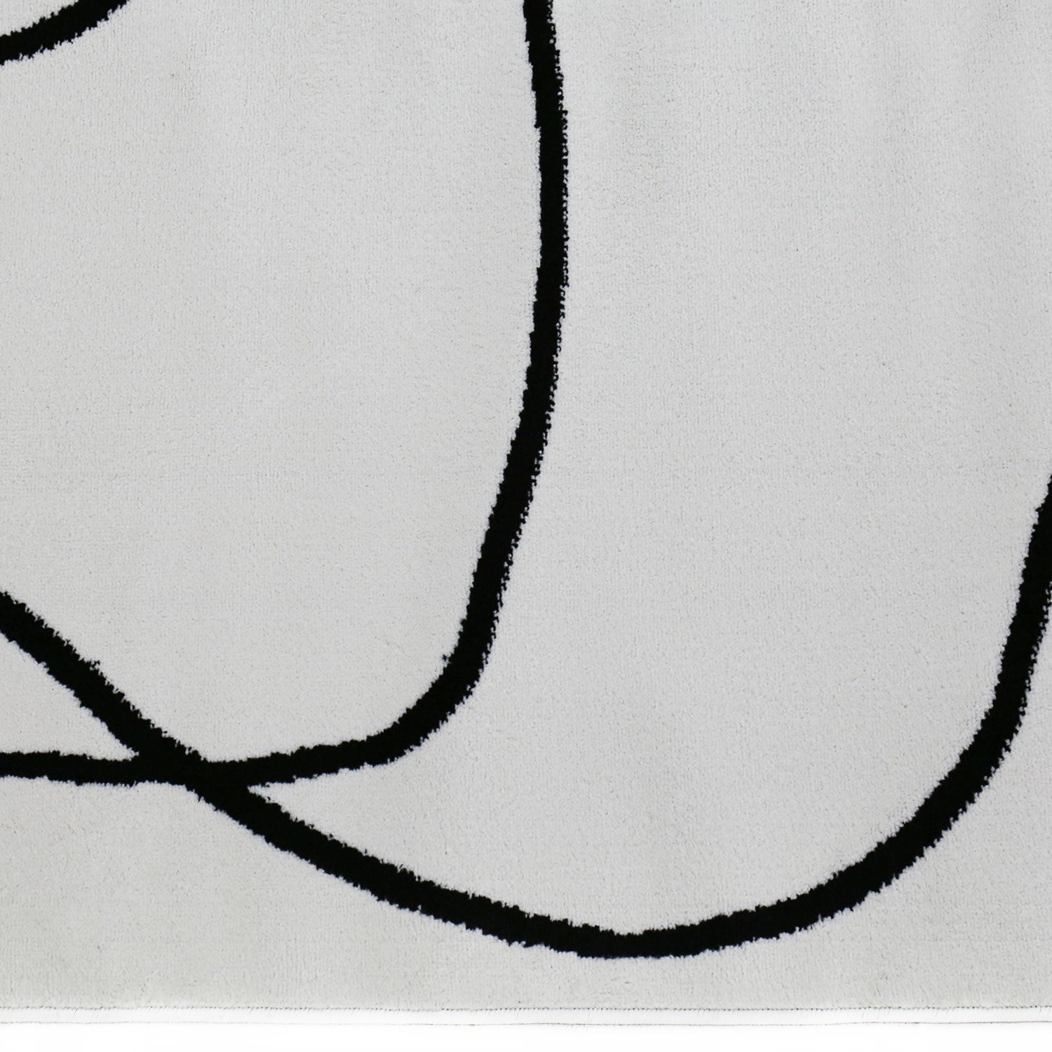 Modern one-line living room rug in cream/black, art design, short pile-4