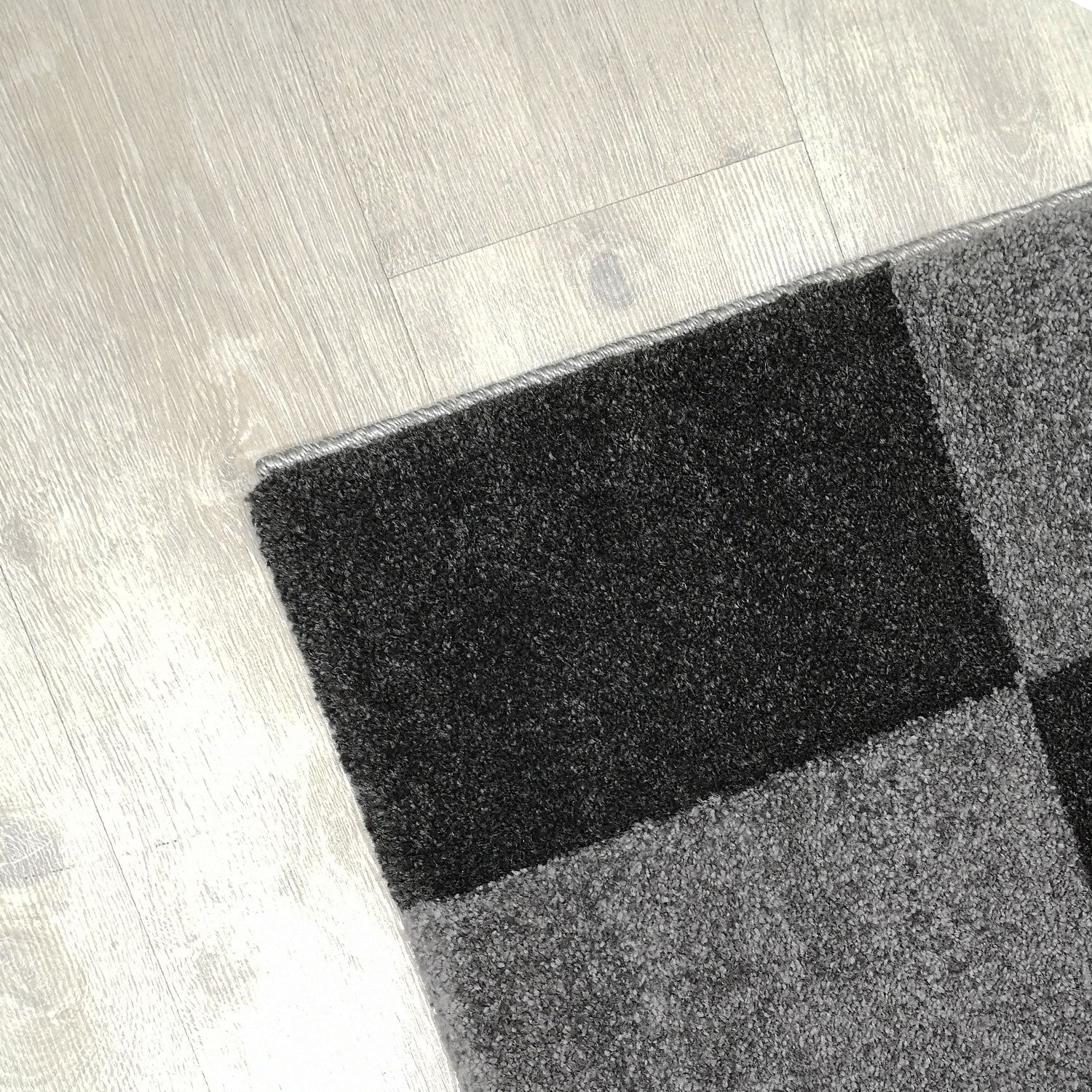 Teppich modern kariert patchwork rosa pink schwarz grau anthrazit mit Konturenschnitt Wohnzimmer-zoom-3