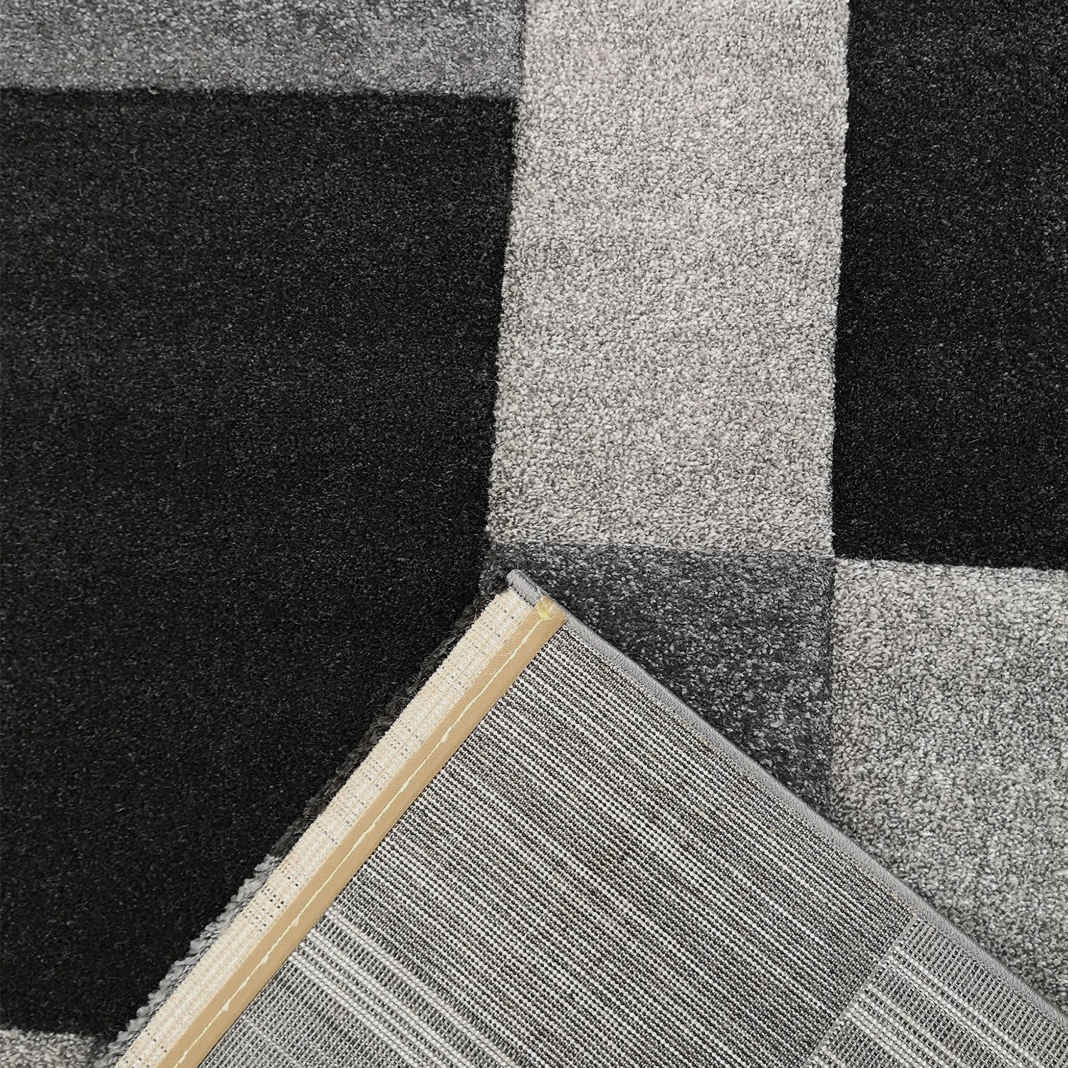 Moderner Teppich Kariert Anthrazit Schwarz Weiss Teppich Muster-zoom-2