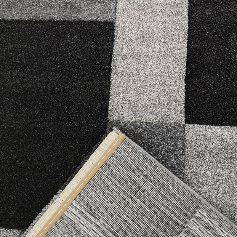 Moderner Teppich Kariert Anthrazit Schwarz Weiss Teppich Muster-zoom-