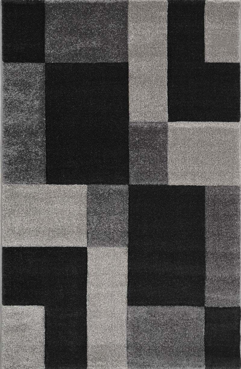Moderner Teppich Kariert Anthrazit Schwarz Weiss Teppich Muster-zoom-