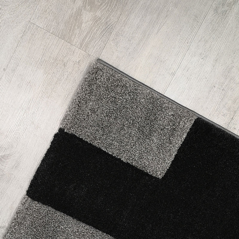 Moderner Teppich Kariert Anthrazit Schwarz Weiss Teppich Muster-zoom-