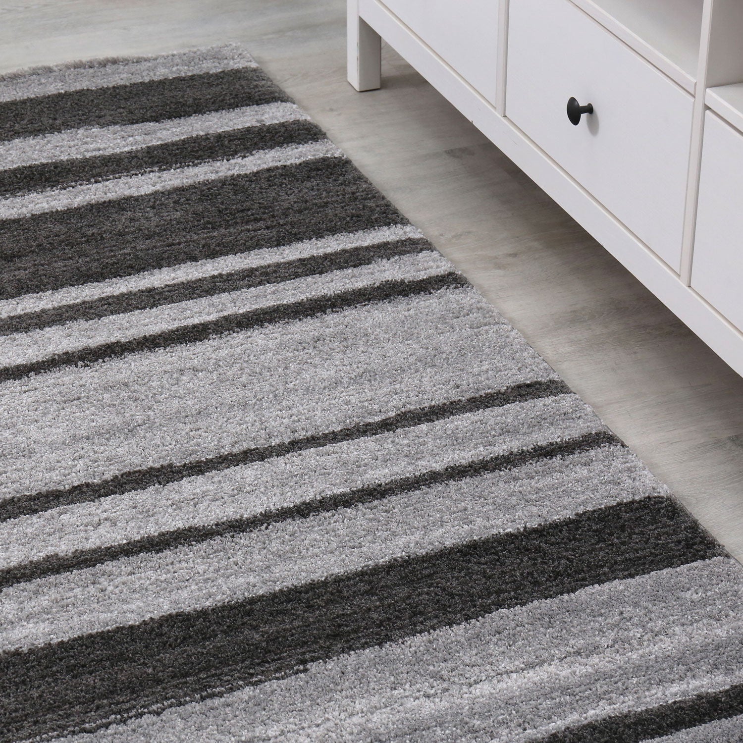 Modern living room rug, extra soft, special melange, anthracite/grey