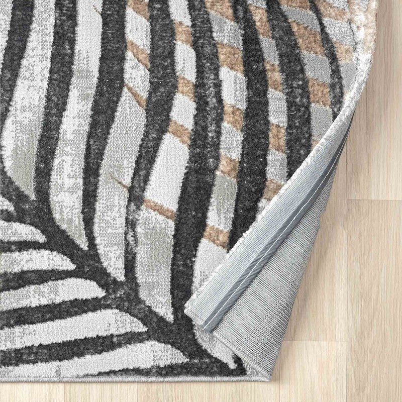 Carpet for living room/bedroom, short pile, palm tree pattern, modern, glittery flowers, lurex-zoom-