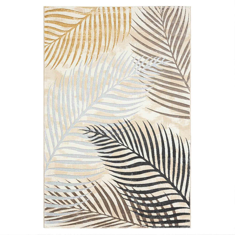 Carpet for living room/bedroom, short pile, palm tree pattern, modern, glittery flowers, lurex-zoom-