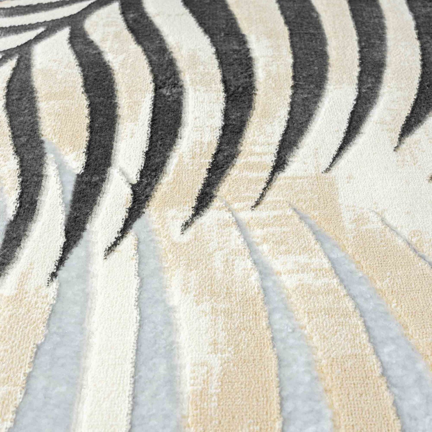 Carpet for living room/bedroom, short pile, palm tree pattern, modern, glittery flowers, lurex-zoom-6