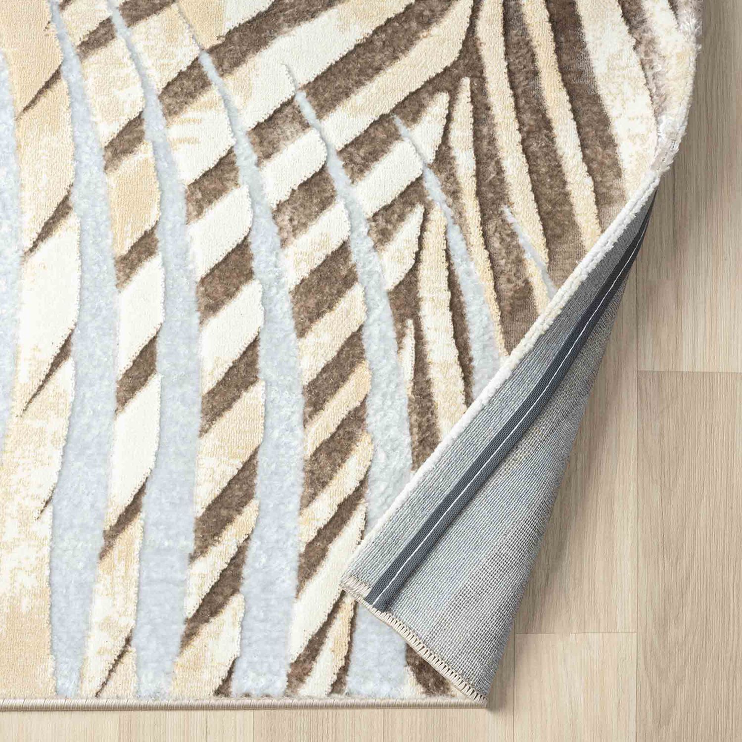 Carpet for living room/bedroom, short pile, palm tree pattern, modern, glittery flowers, lurex-zoom-7