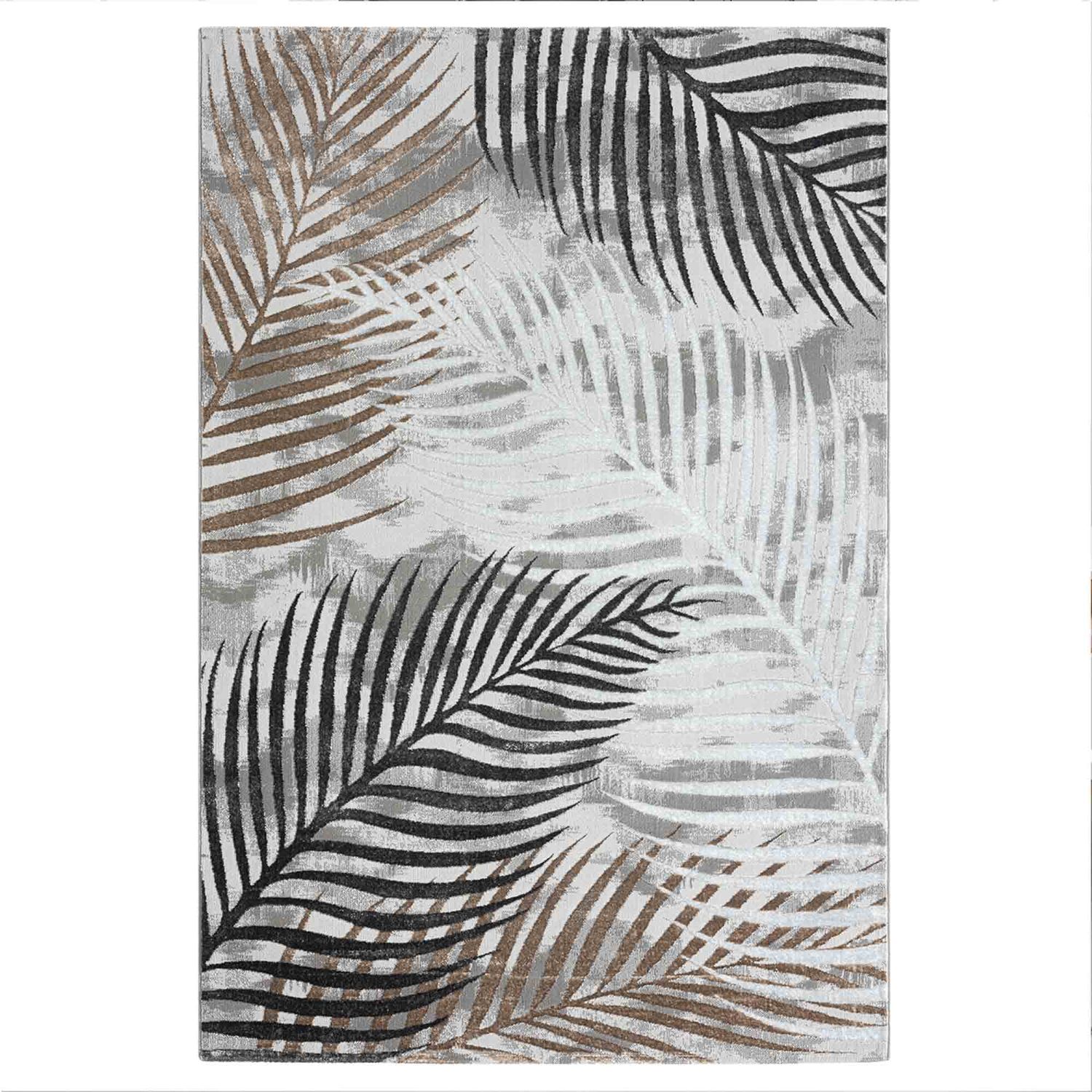 Carpet for living room/bedroom, short pile, palm tree pattern, modern, glittery flowers, lurex