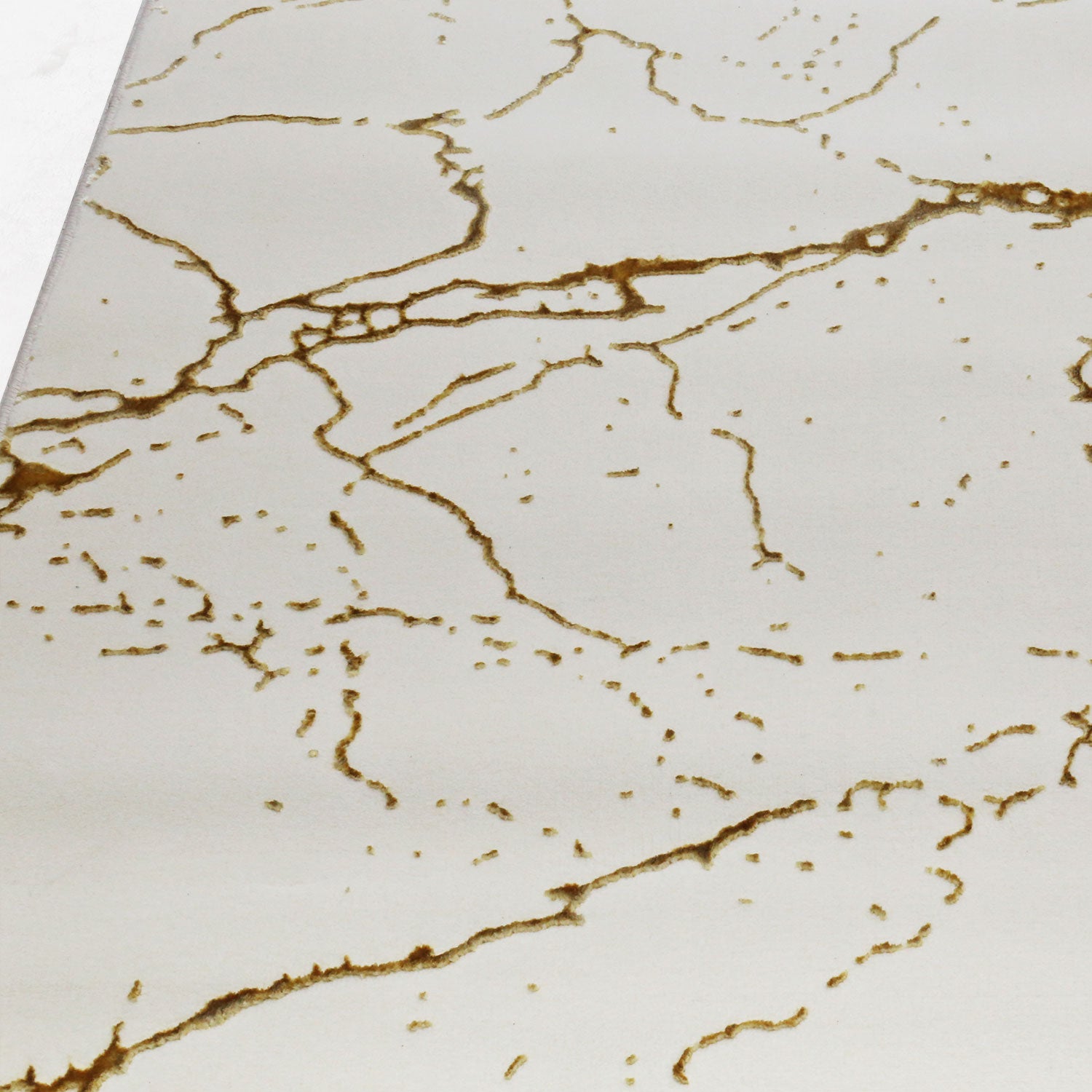 Teppich Modern Luxury Marmor-Optik in Creme Gold Wohnzimmer Schlafzimmer Kurzflor-zoom-1