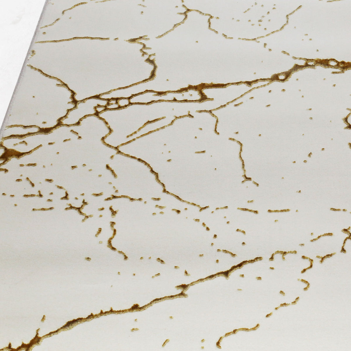 Modern Luxury Marble-Look Rug in Cream Gold for Living Room Bedroom Short Pile