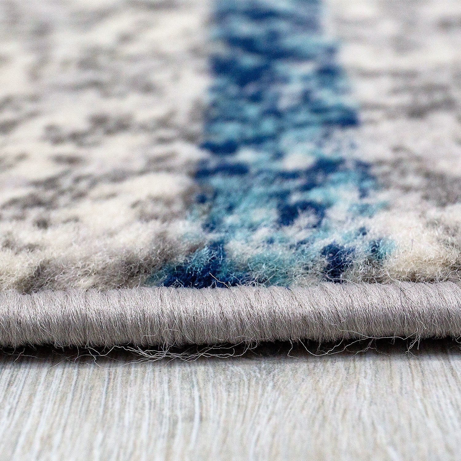 Modern checkered abstract design rug in grey and blue mottled with color gradient for living room or youth room-6