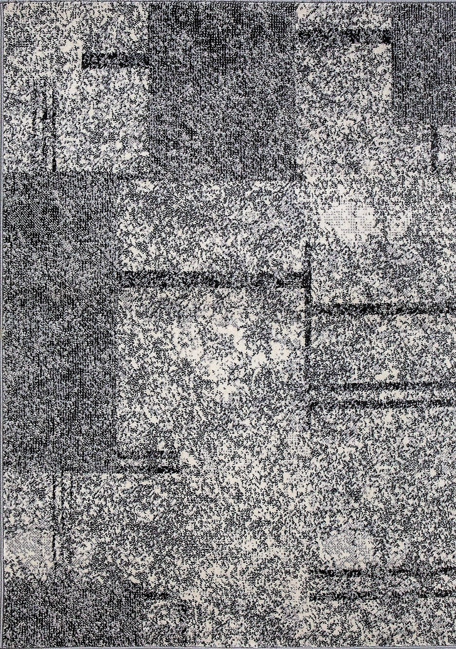 Modern checkered abstract design rug in grey and blue mottled with color gradient for living room or youth room-4