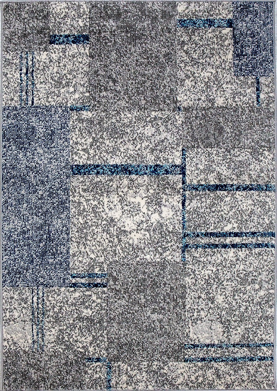 Modern checkered abstract design rug in grey and blue mottled with color gradient for living room or youth room-8