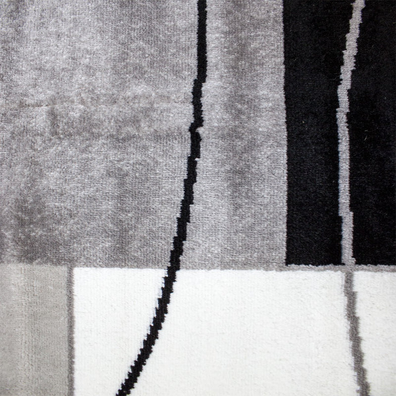 Short-pile rug, modern retro style with grey, black and white border, for living room, bedroom, children's room-zoom-