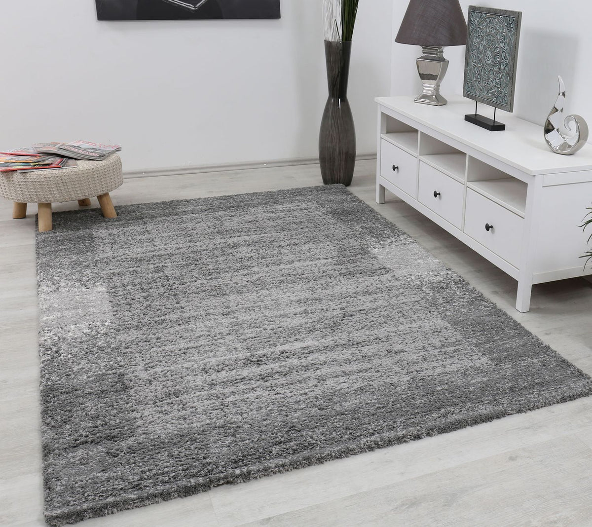 Nizza9461 Gray Shaggy Rug Microfiber Extra Fluffy