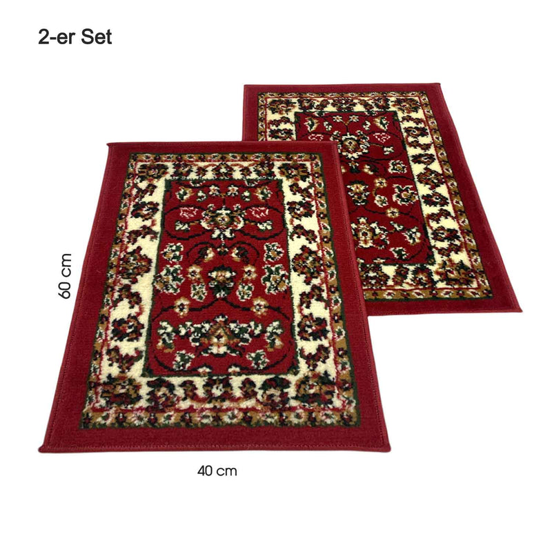 Oriental rug, red and beige, classically densely woven with ornament and floral motifs.-zoom-