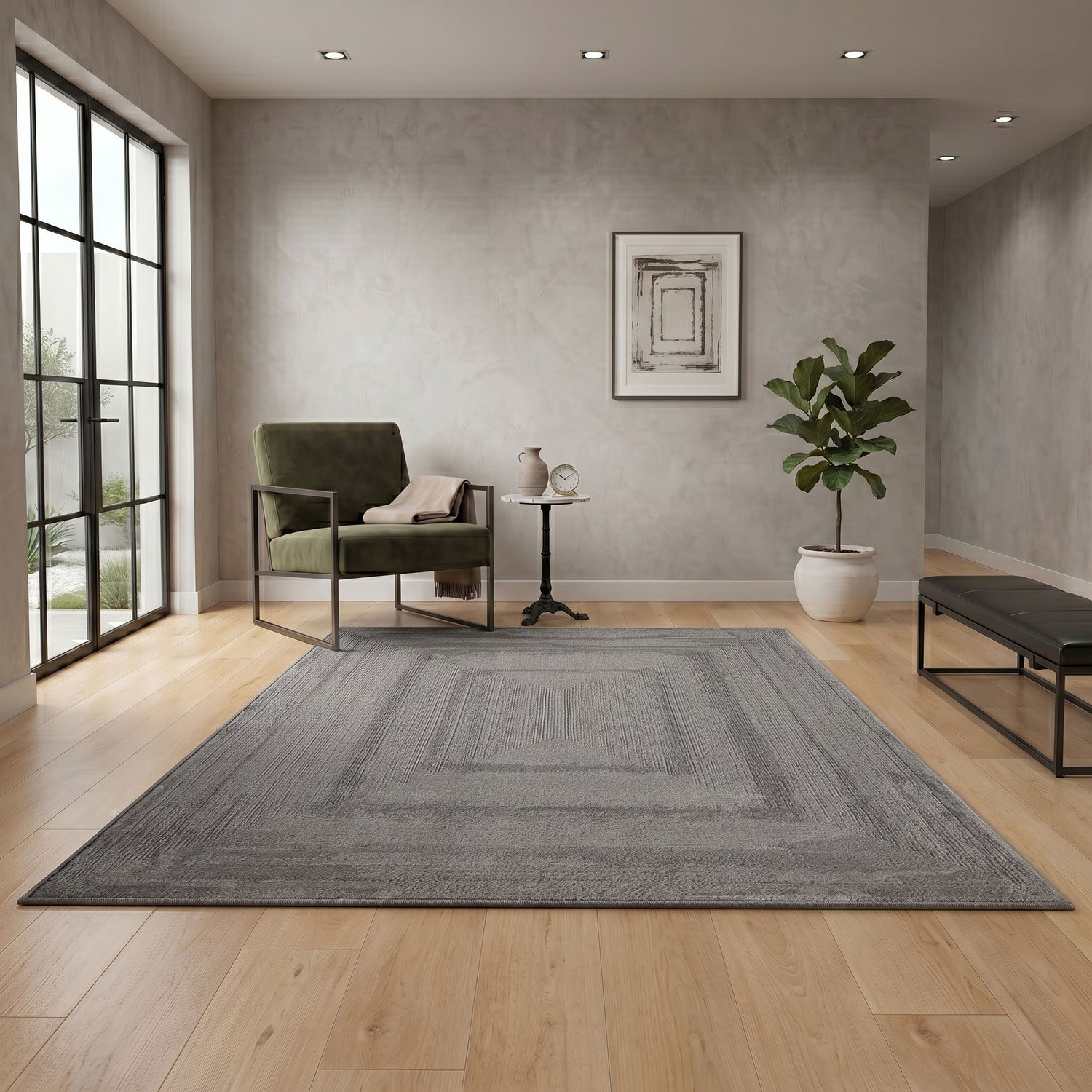 Premium Carpet for Living Room/Bedroom, Modern, High & Low Border – Short Pile Carpet with 3D Effect-zoom-17