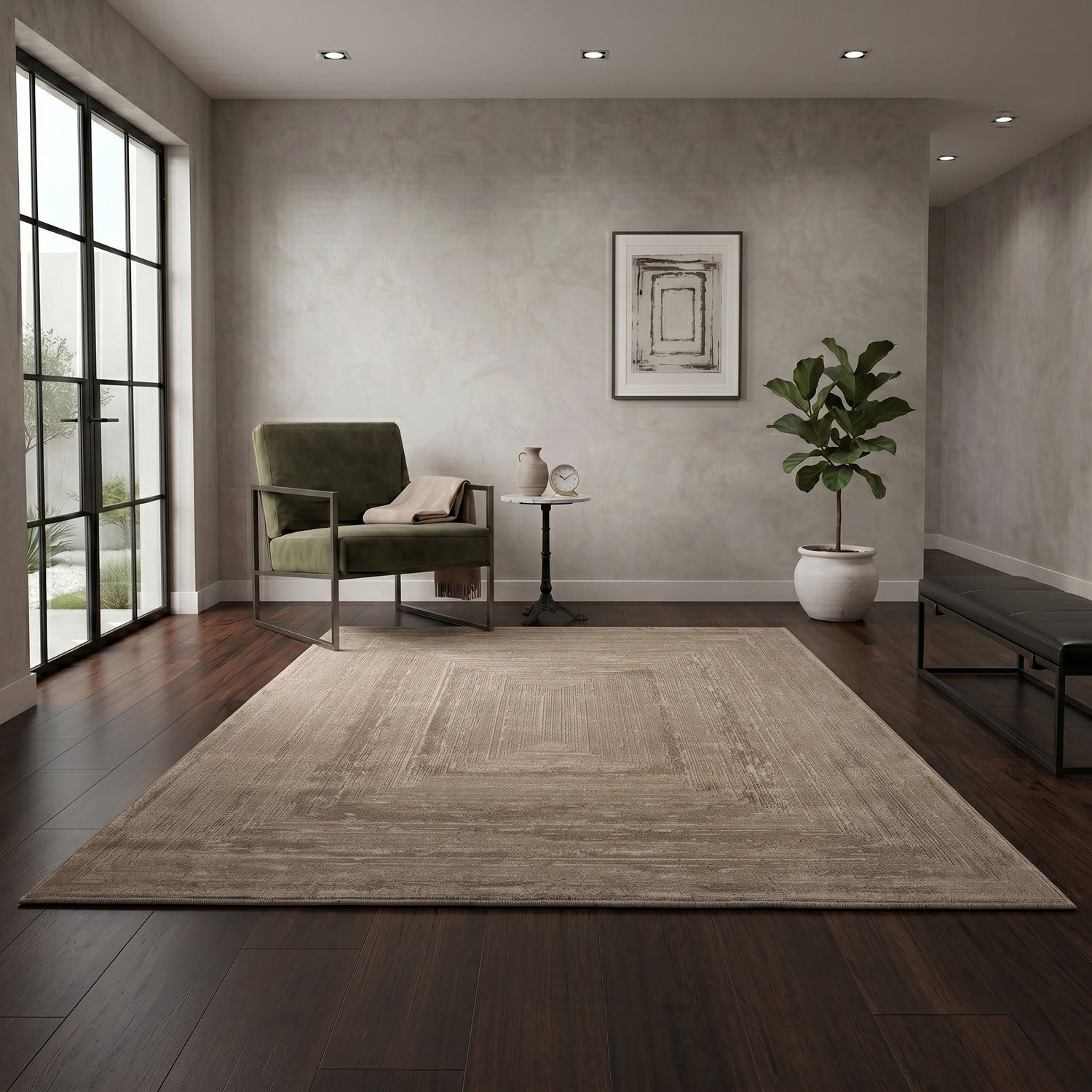 Premium Carpet for Living Room/Bedroom, Modern, High & Low Border – Short Pile Carpet with 3D Effect-39