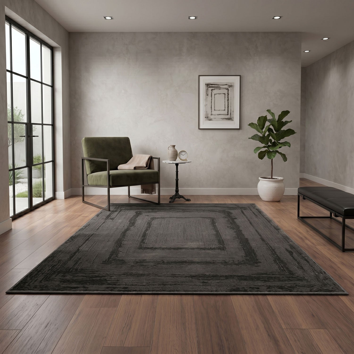 Premium Carpet for Living Room/Bedroom, Modern, High & Low Border – Short Pile Carpet with 3D Effect-2