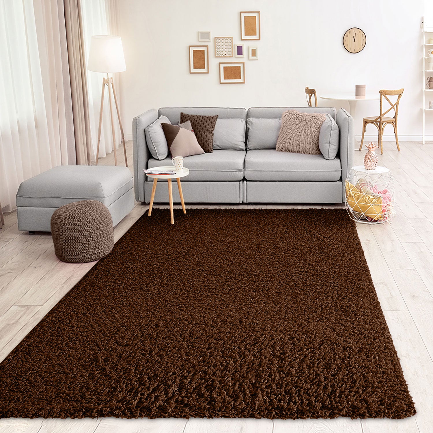 Prime Shaggy High Pile Long Pile Rug Solid Color Modern Brown-zoom-2