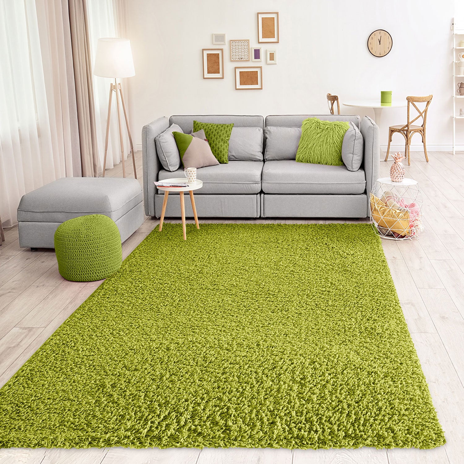Prime Shaggy High Pile Long Pile Plain Modern Green Rug for Living Room, Bedroom, Kitchen-1