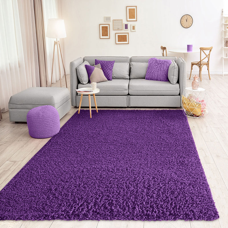 Prime Shaggy High Pile Long Pile Plain Modern Purple Rug for Living Room, Bedroom, Children's Room-zoom-