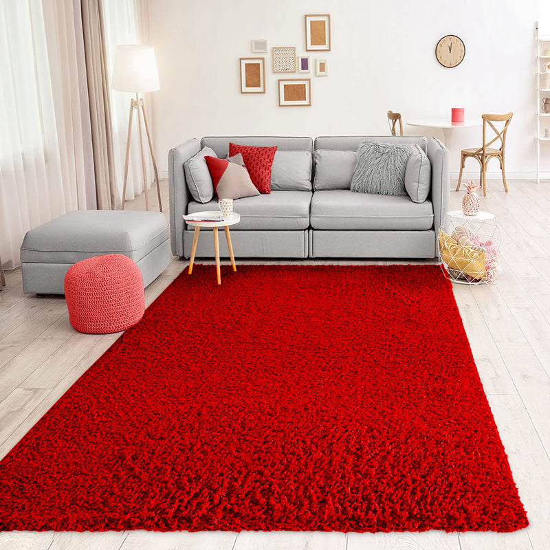 Prime Shaggy High Pile Long Pile Plain Modern Red Rug for Living Room, Bedroom, Kitchen-zoom-