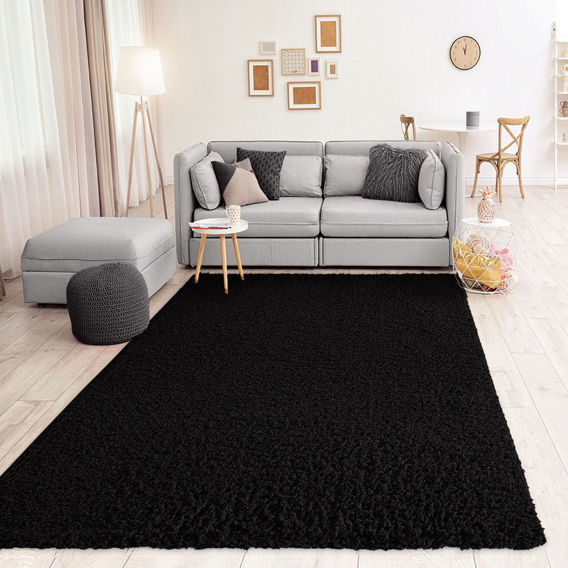 Prime Shaggy High Pile Long Pile Rug Solid Color Modern Black for Living Room, Bedroom-zoom-