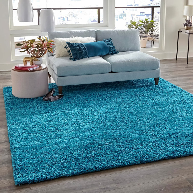Prime Shaggy High Pile Long Pile Rug Solid Color Modern Turquoise-zoom-