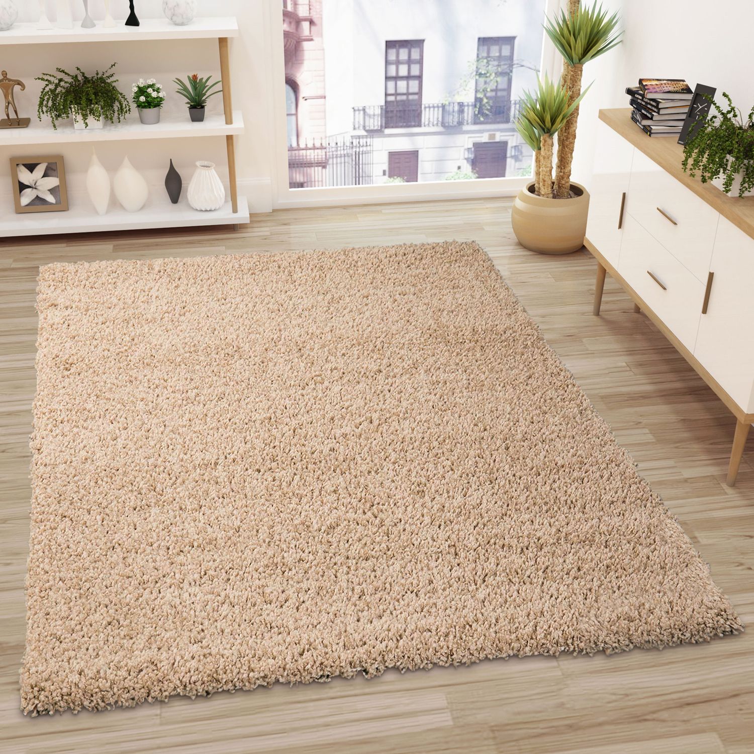 Prime Shaggy Hochflor Teppich in 13 Uni Farben + Runde Teppiche Wohnzimmer-30