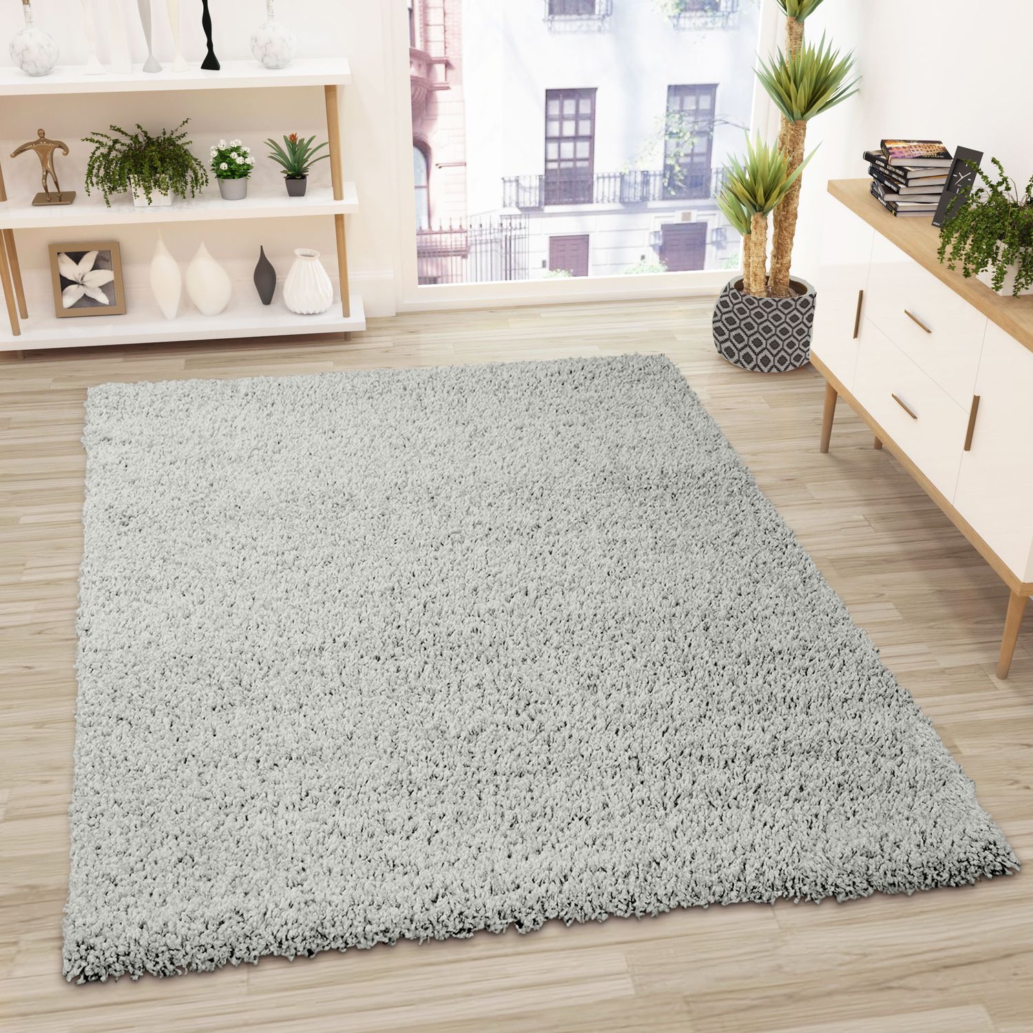 Prime Shaggy Hochflor Teppich in 13 Uni Farben + Runde Teppiche Wohnzimmer-20