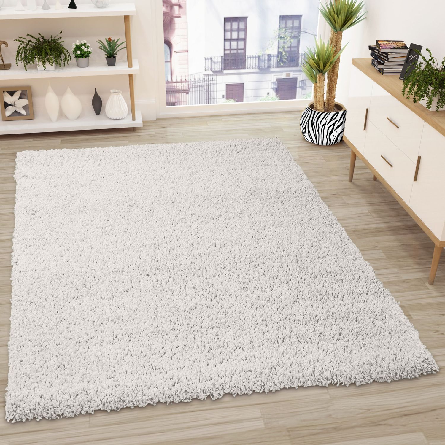 Prime Shaggy Hochflor Teppich in 13 Uni Farben + Runde Teppiche Wohnzimmer-23