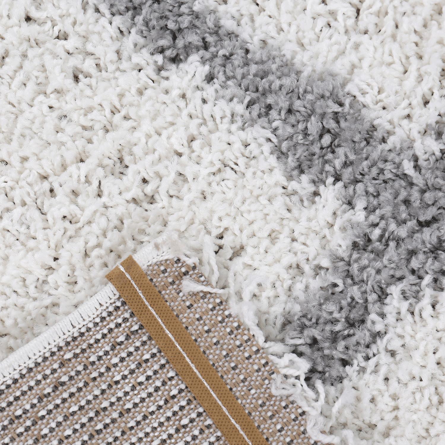 High-pile rug for living room, bedroom, kitchen, shaggy, Scandinavian diamond pattern-3