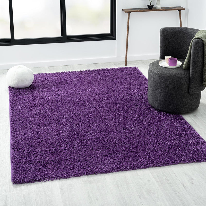Prime Shaggy High Pile Long Pile Plain Modern Purple Rug for Living Room, Bedroom, Children's Room-zoom-