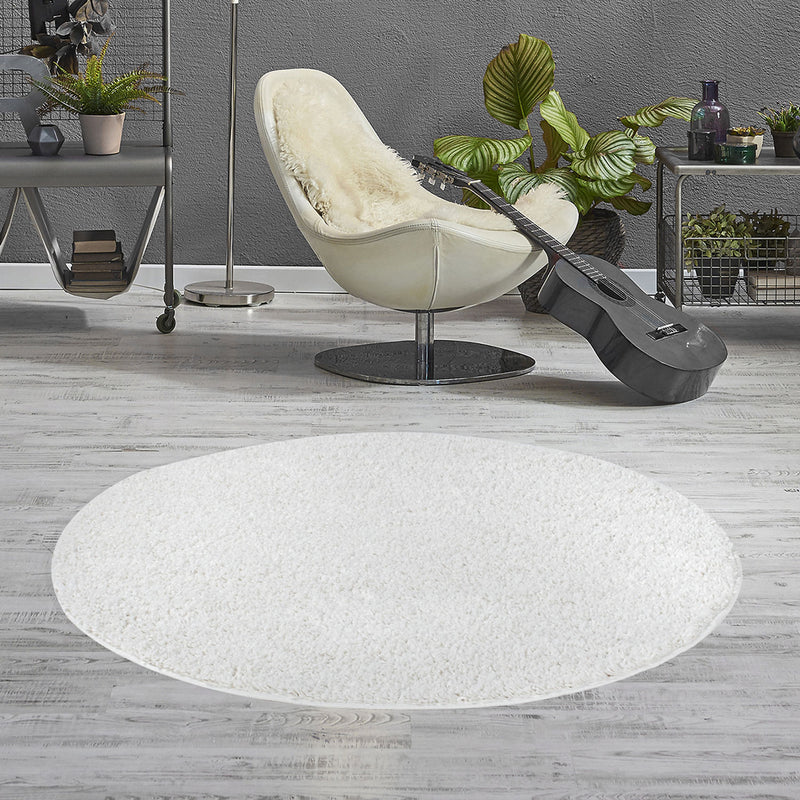 Prime Shaggy High Pile Rug, Solid White/Cream, Soft for Living Room, Bedroom, Kitchen-zoom-