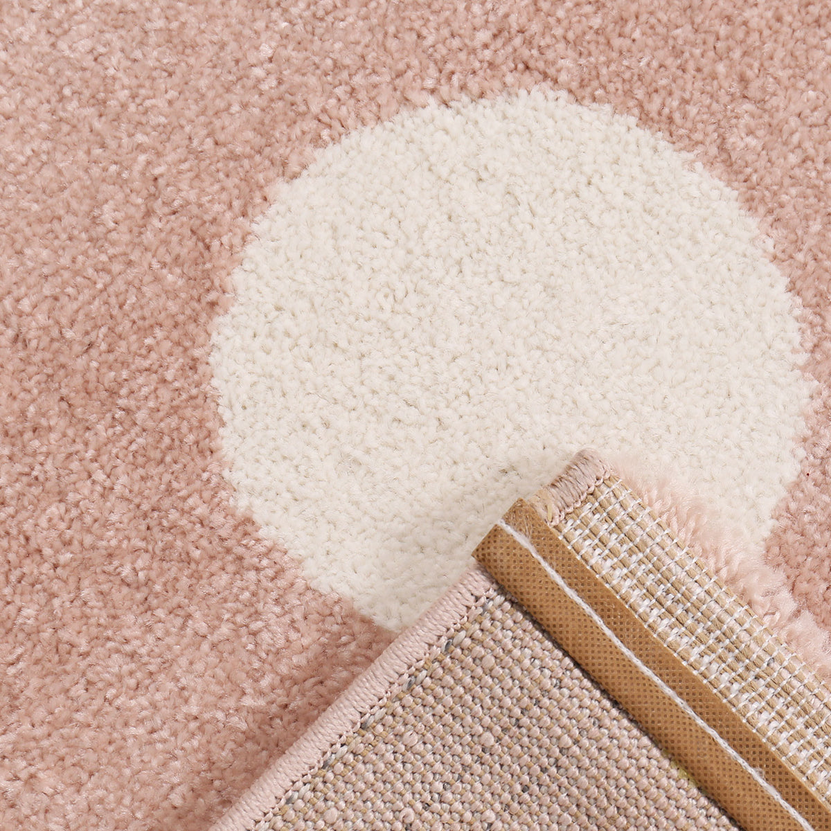 Polka Dot Rug Design Pink White Short Pile Circle Pattern-zoom-3