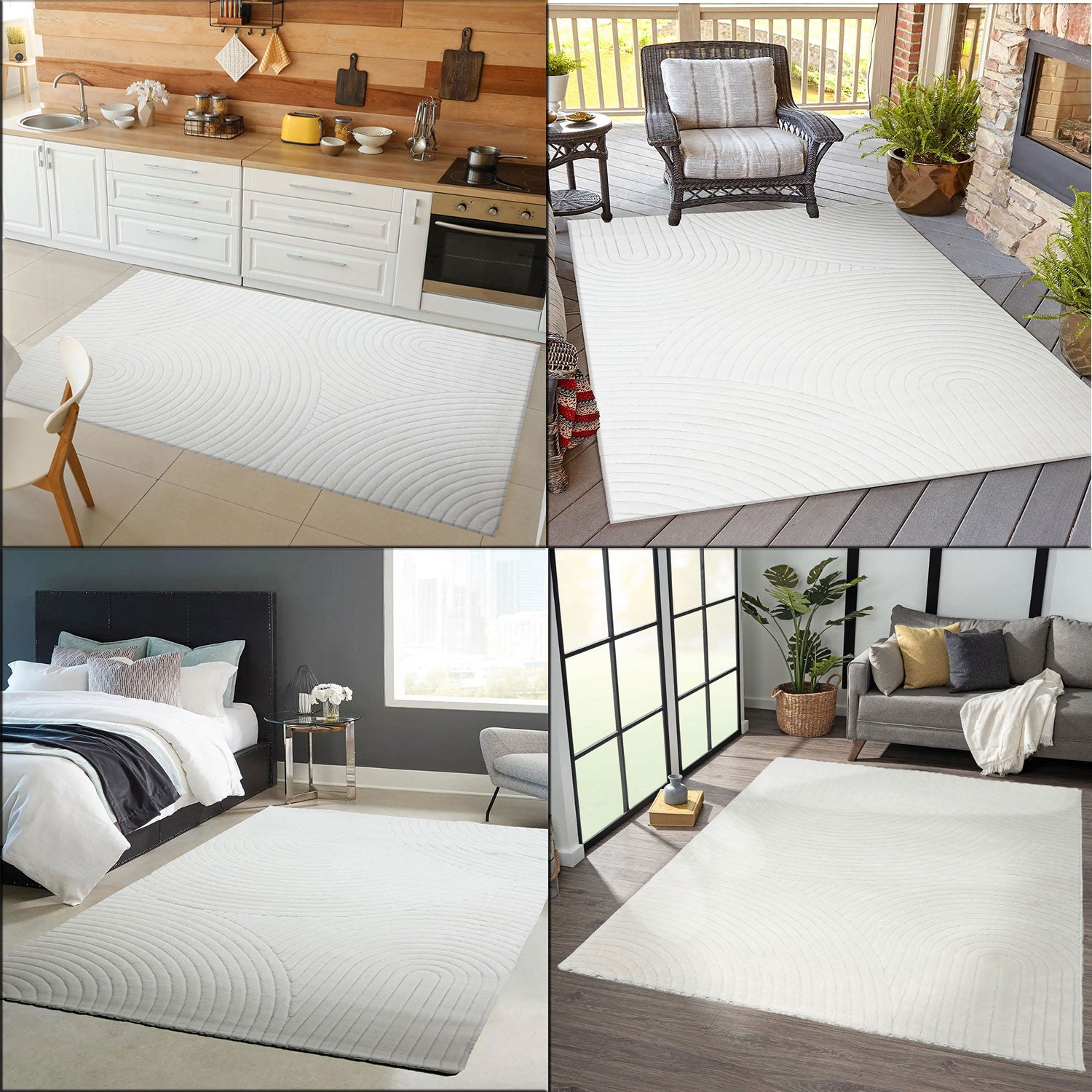 Robust flatweave rug with a natural look in cream, 3D high-low effect, soft-2