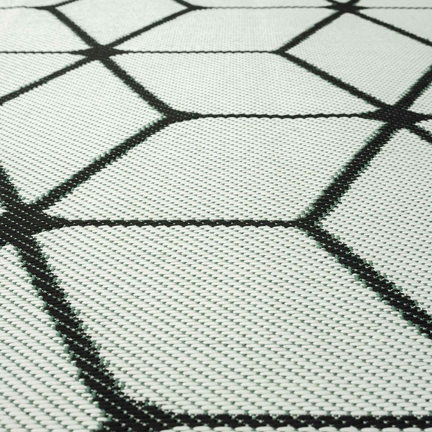 Carpet with diamond pattern, suitable for indoor and outdoor use, robust flat weave, 100% polypropylene, white-zoom-3