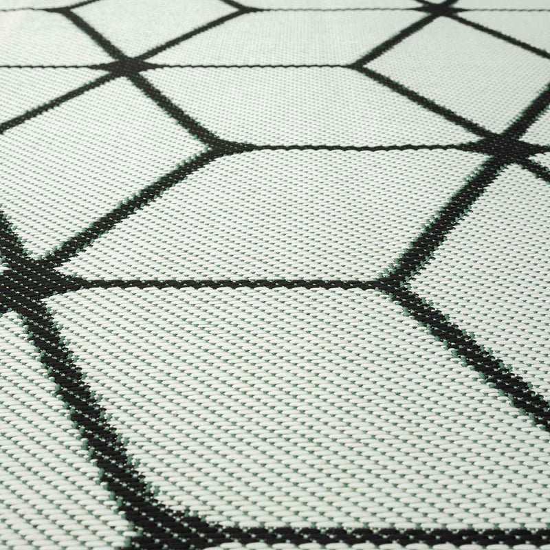 Carpet with diamond pattern, suitable for indoor and outdoor use, robust flat weave, 100% polypropylene, white-zoom-
